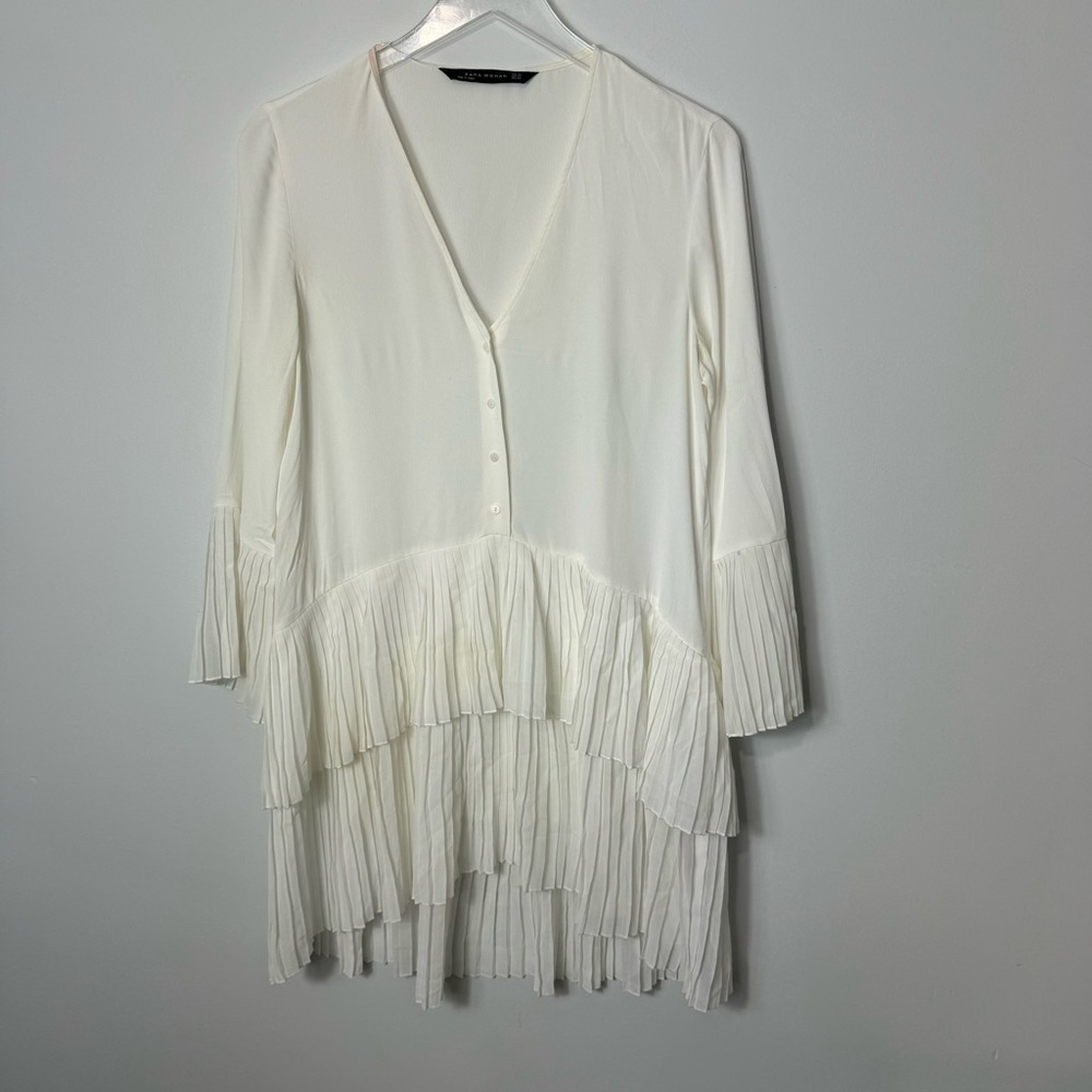 Zara white pleated dress size xs 1962